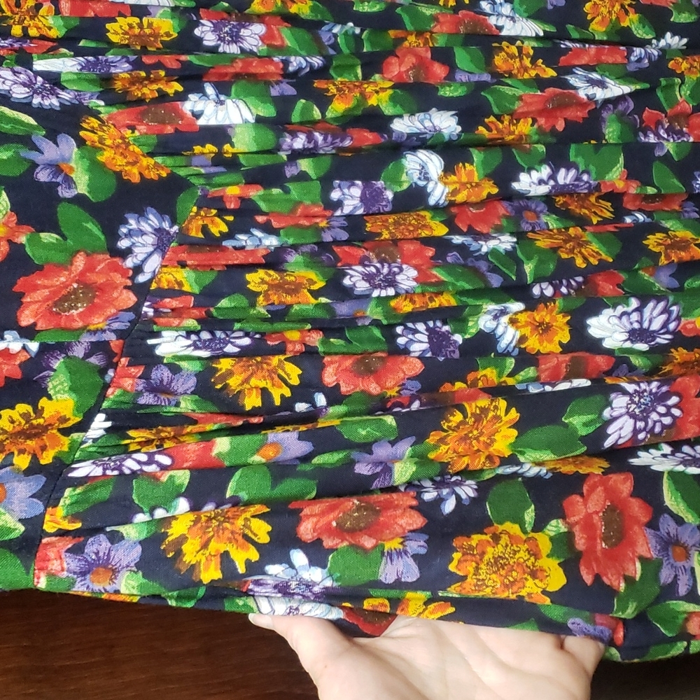1980s Floral Basque Drop Waist Midi Maxi Full A-line Passports Pier 1 Imports M - Picture 4 of 12